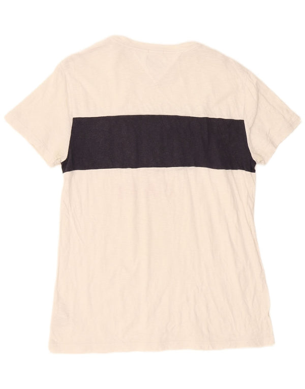 Tommy Hilfiger férfi, normál szabású, grafikus póló felső, nagy, fehér színben