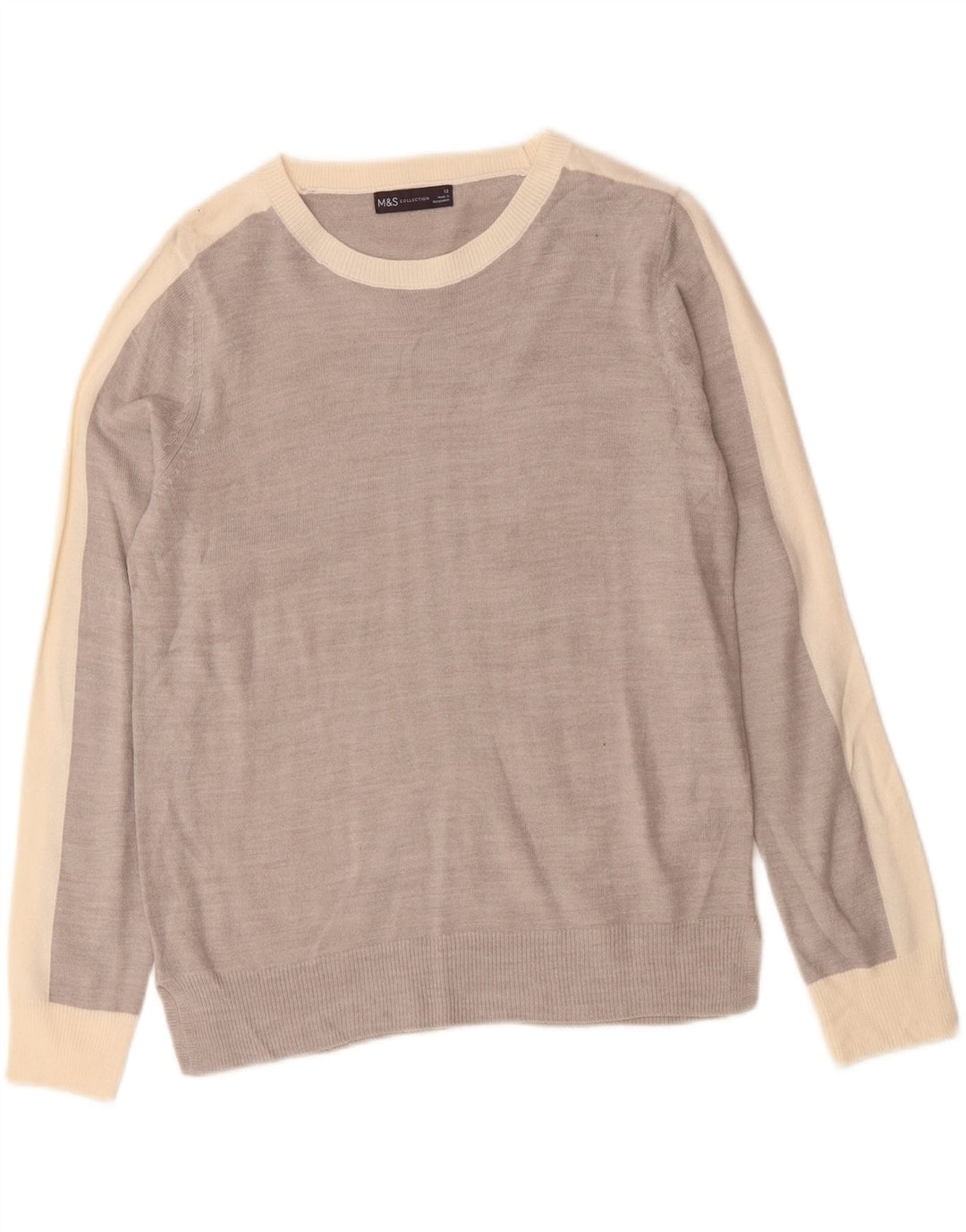 MARKS & SPENCER Womens Boat Neck Jumper Sweater UK 12 Medium  Grey