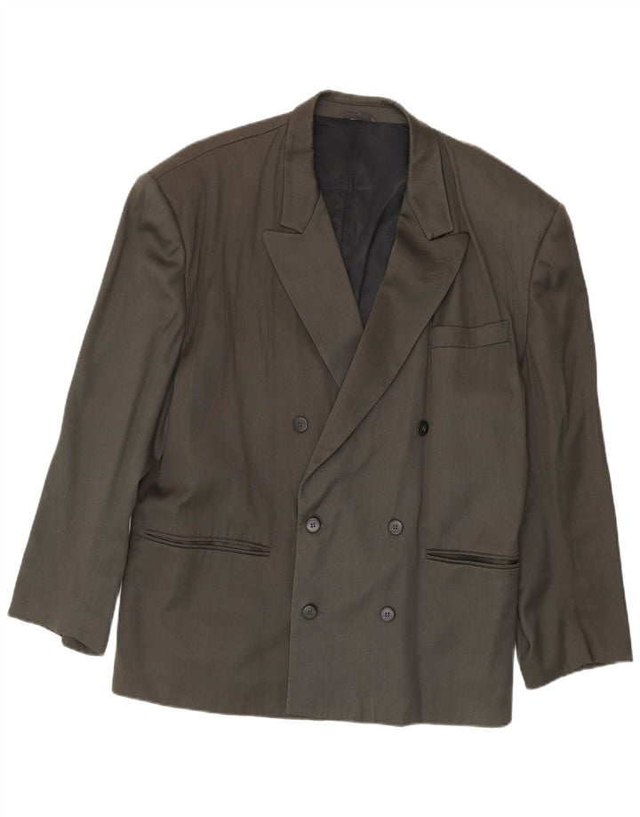 Ciao Mens Double Breasted Blazer Jacket IT 50 Large Grey Wool