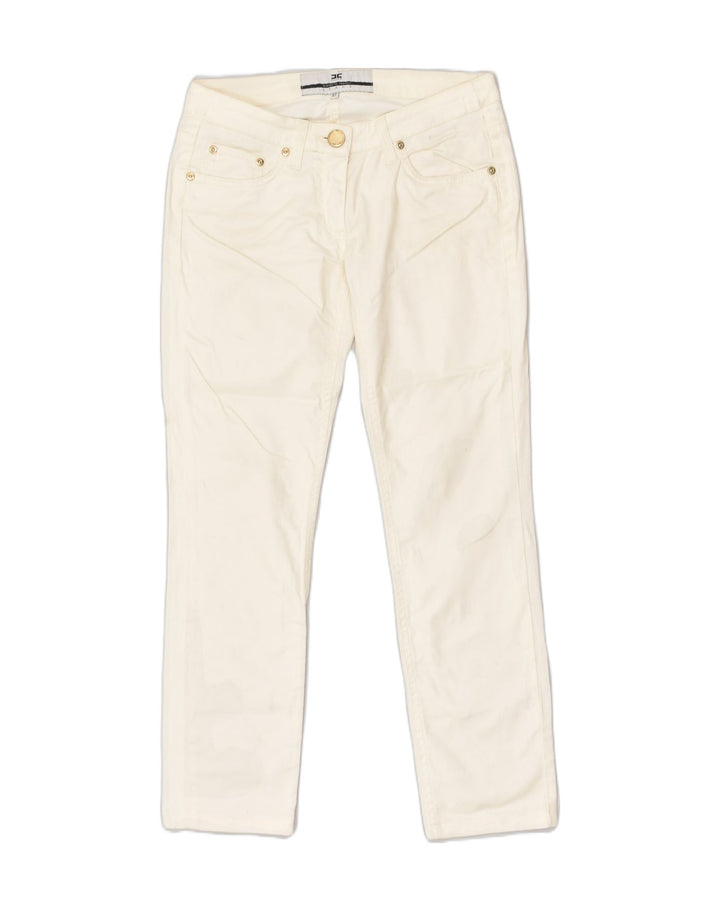 ELISABETTA FRANCHI Womens Slim Jeans W27 L26 White Cotton | Vintage Elisabetta Franchi | Thrift | Second-Hand Elisabetta Franchi | Used Clothing | Messina Hembry 