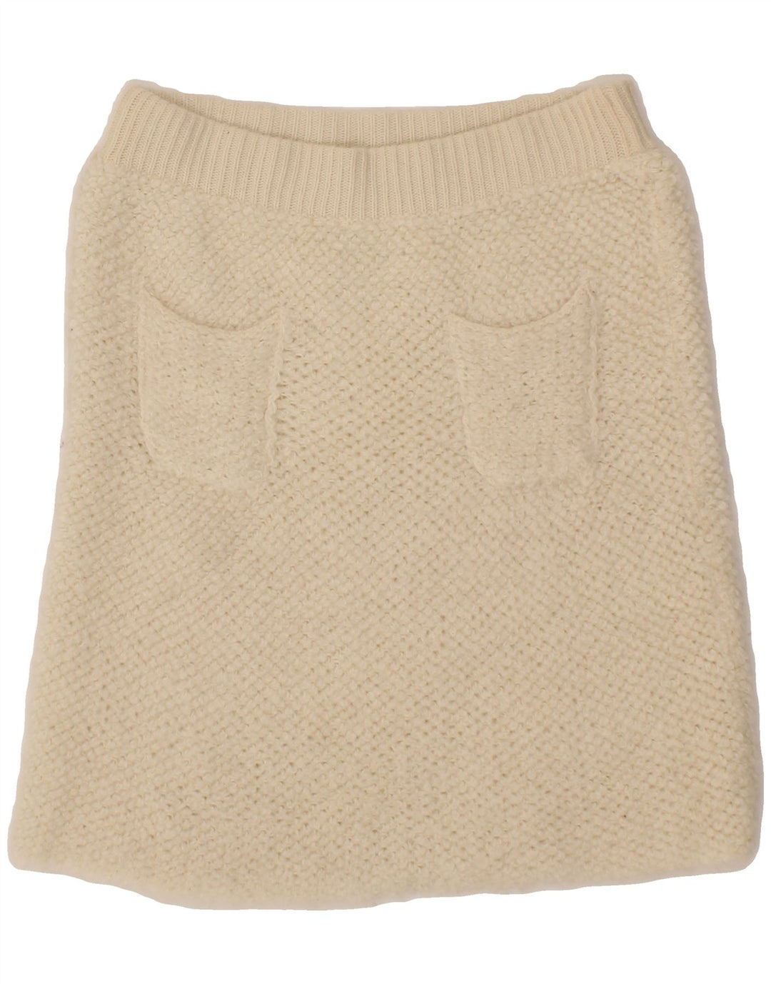 BENETTON Womens A-Line Skirt Small W26 Off White Wool Vintage Benetton and Second-Hand Benetton from Messina Hembry 