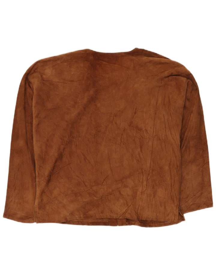 VINTAGE Chaqueta de ante para mujer Reino Unido 14 Marrón grande