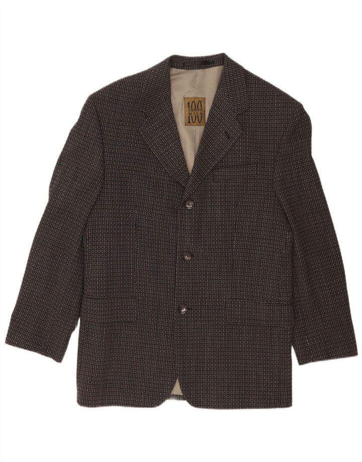 Cento Mila Mens Jaqueta Blazer de 3 Botões EU 48 Médio Preto Geométrico