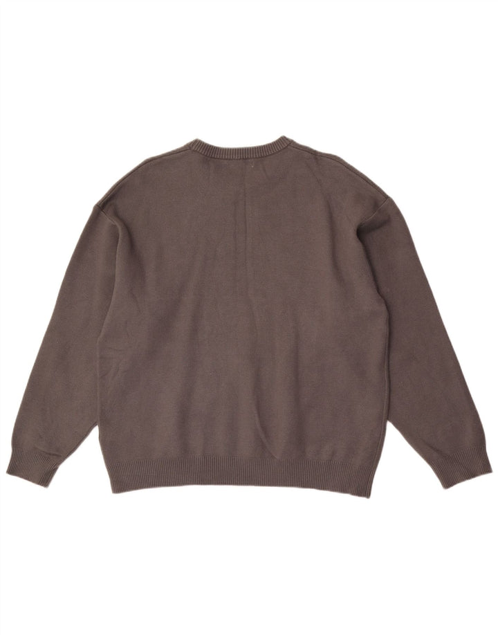 ZARA Herren-Pullover mit Rundhalsausschnitt, groß, graue Viskose