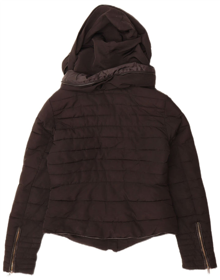 Zara Womens Hooded Padded Jacket UK 10 Small Black