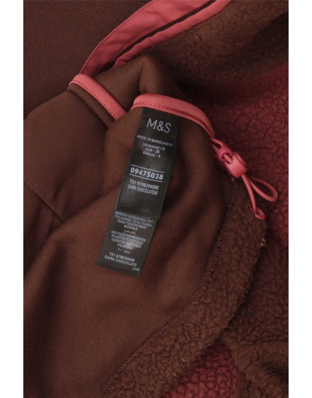 Jachetă fleece supradimensionată pentru femei Marks & Spencer UK 8 mic maro colorblock
