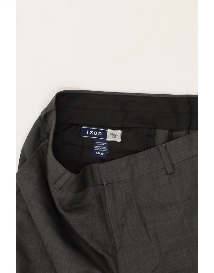 IZOD Mens Slim Casual Trousers W36 L30  Grey Polyester Vintage Izod and Second-Hand Izod from Messina Hembry 