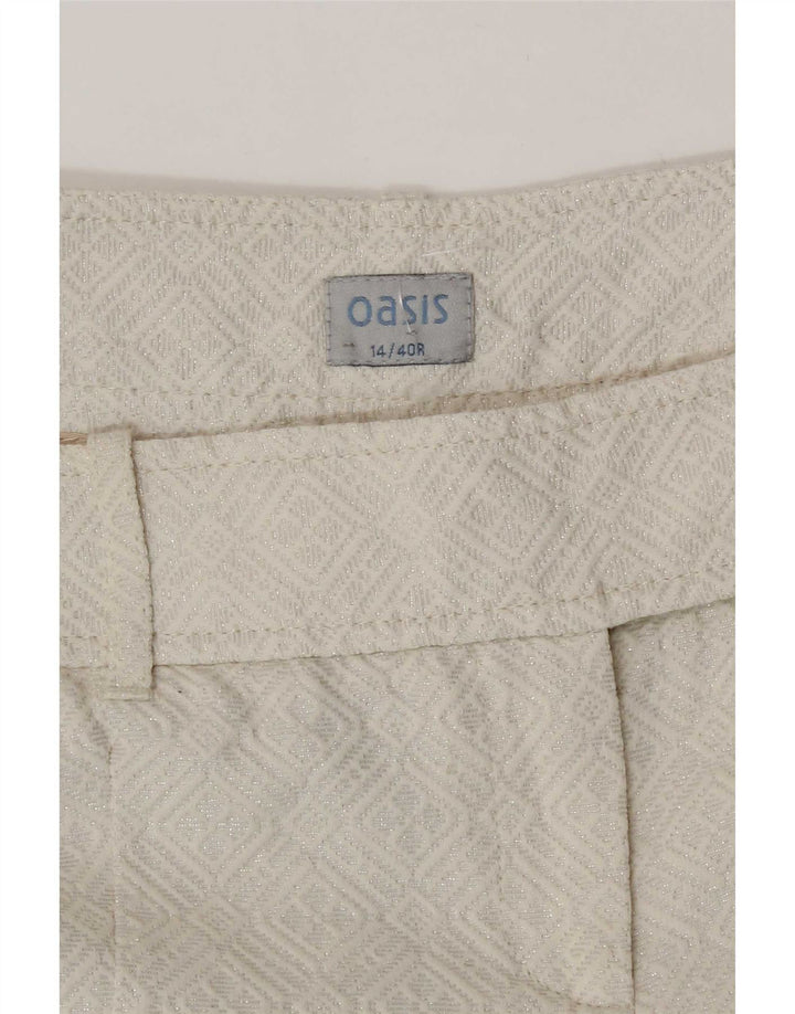 Oasis Womens Bermuda Shorts UK 14 Medium W32 White Geometric Cotton