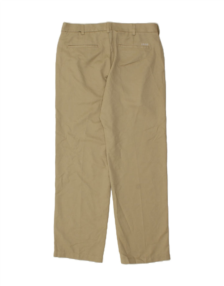 IZOD Mens Golf Straight Chino Trousers W33 L32 Beige Polyester Vintage Izod and Second-Hand Izod from Messina Hembry 