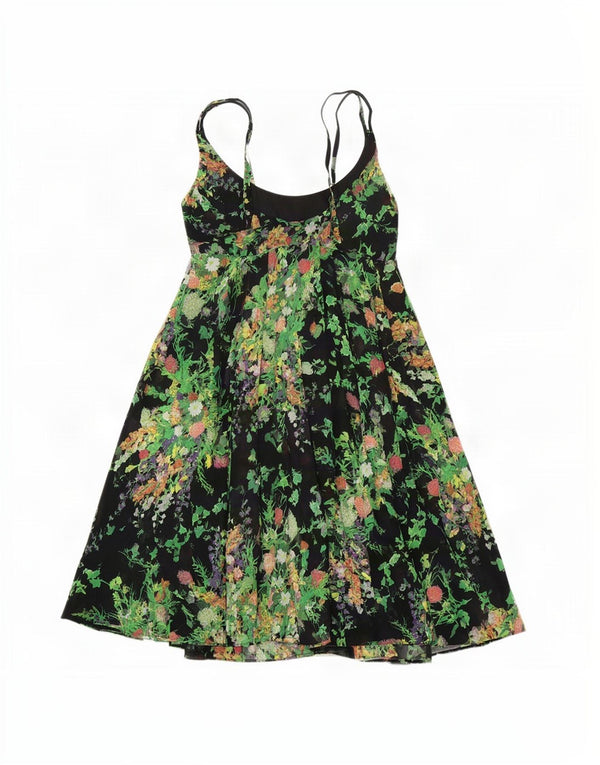 Katharine Hammett Vestido acampanado sin mangas para mujer UK 8 Small Black Floral