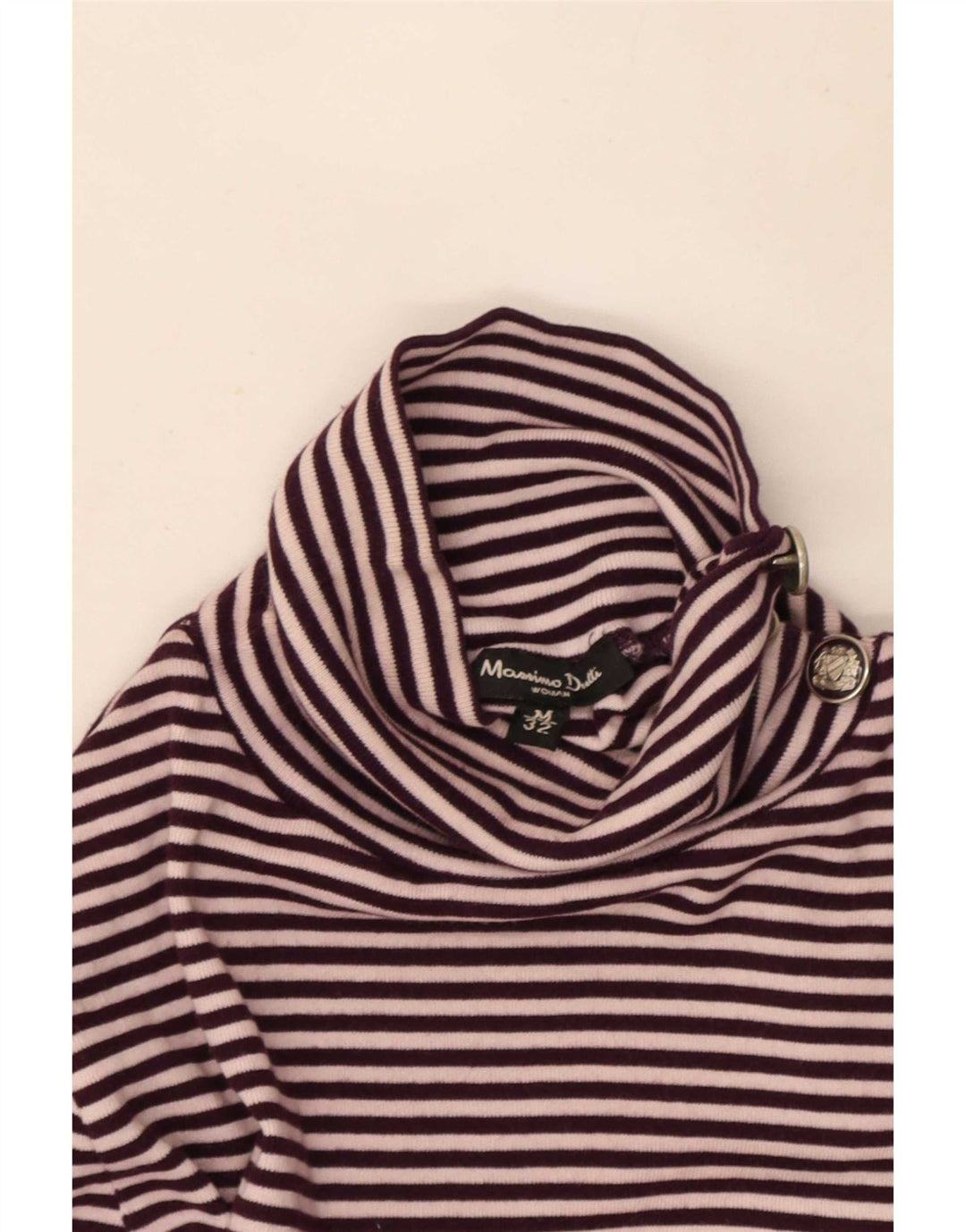 Massimo Dutti Maglione da donna con collo abbottonato UK 12 a righe viola medio