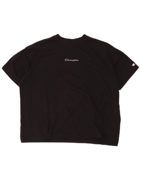Champion Kvinder Oversized grafisk T-shirt Top UK 10 Small Black Bomuld