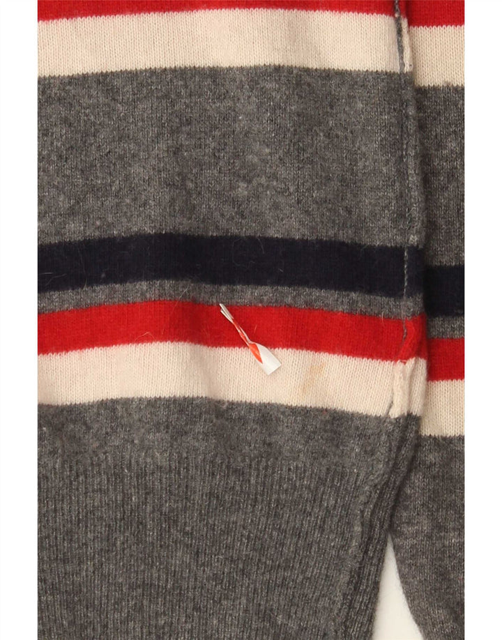 Dolce & Gabbana Mens Graphic Cardigan Sweater Medium Grey Striped Wool