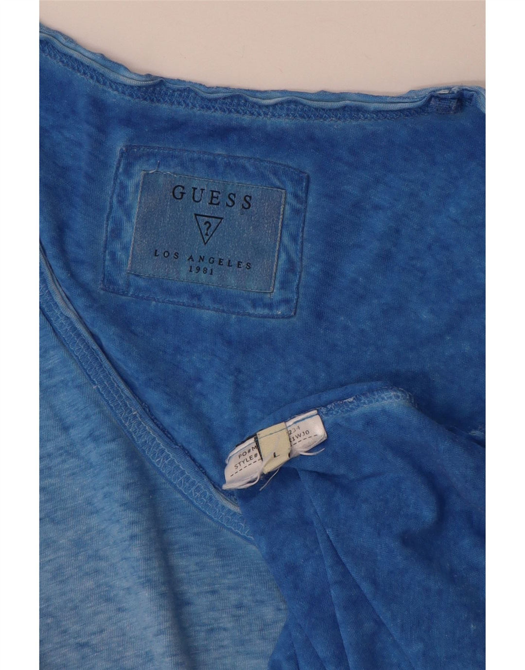 Guess Mens T-Shirt Top Large Blue Flecked
