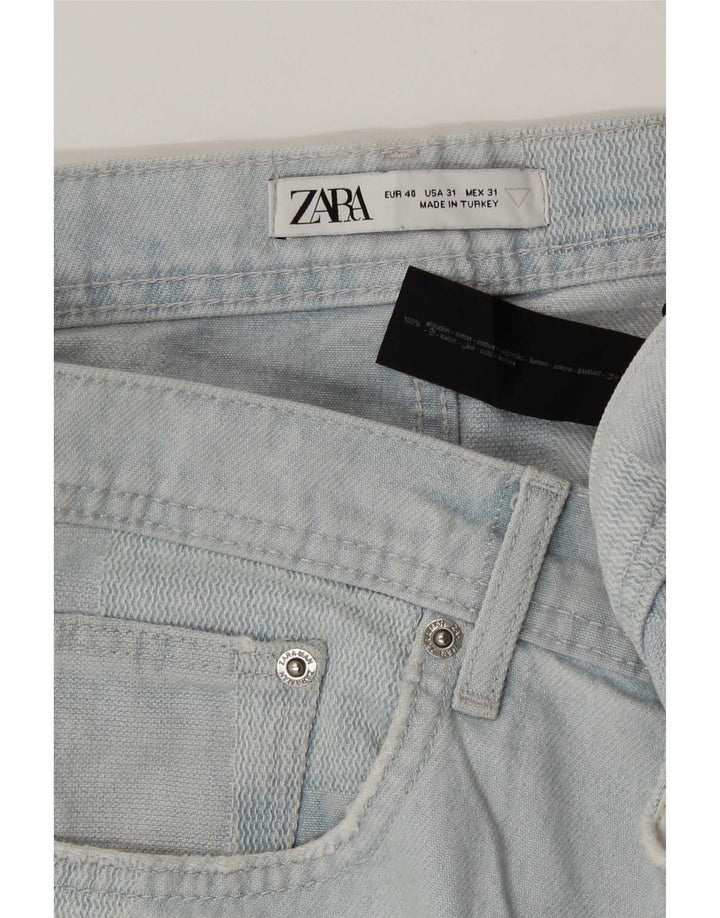 Zara Herre Denim Shorts EU 40 Medium W31 Blå Patchwork Bomuld