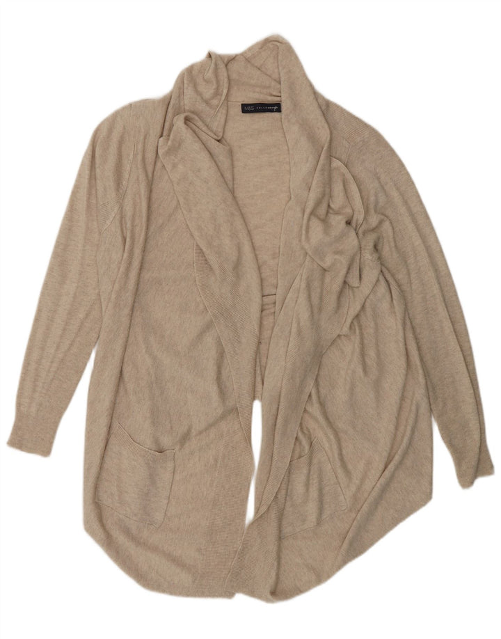 Marks & Spencer Womens Oversized Open Cardigan Sweater UK 10 Small Beige