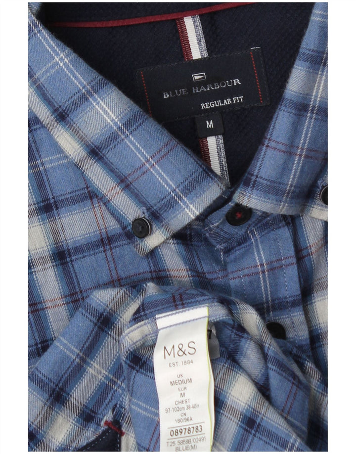 Męska koszula flanelowa MARKS & SPENCER w niebieską kratę w kolorze niebieskim