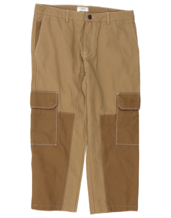 Jules Mens Crop Straight Cargo Trousers W40 L24 Beige Colourblock Cotton