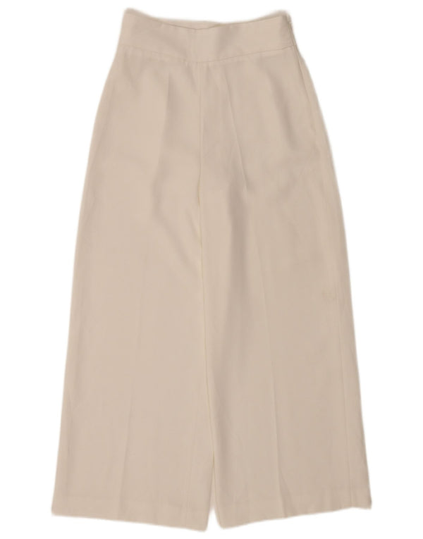 Zara Womens Crop Casual Bukser med brede ben XS W24 L24 Hvid