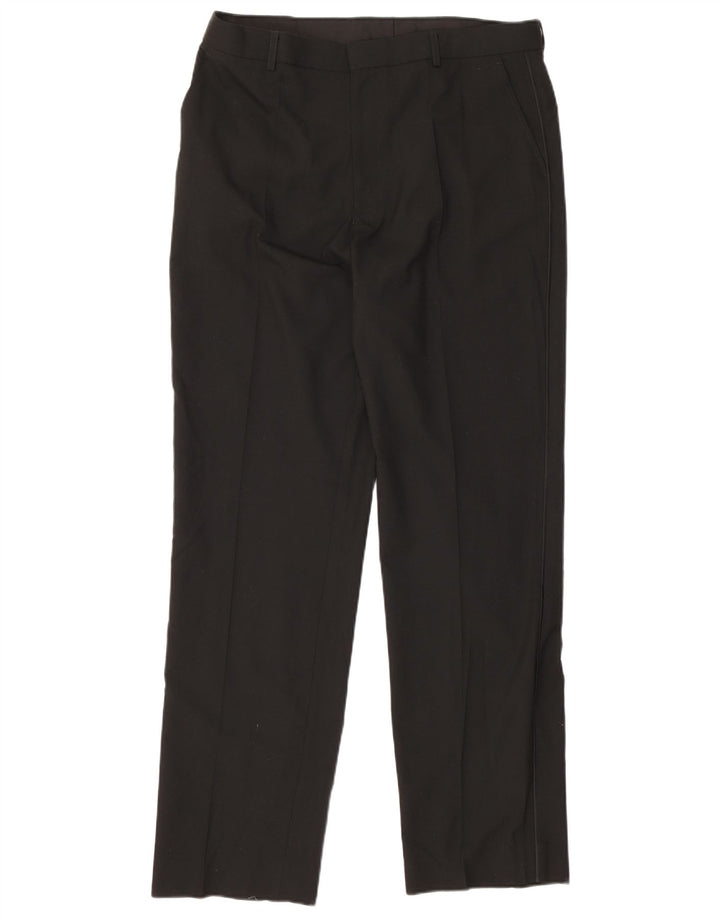 Marks & Spencer Mens Straight Suit Trousers W36 L33 Black Polyester