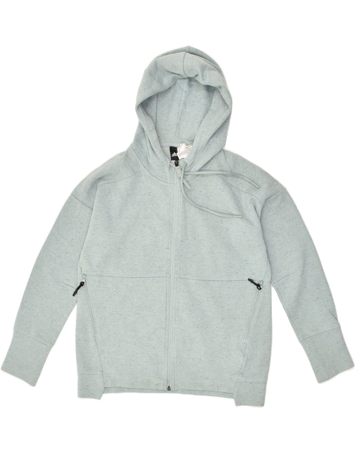 ADIDAS Womens Zip Hoodie Sweater UK 8/10 Small Blue Cotton | Vintage Adidas | Thrift | Second-Hand Adidas | Used Clothing | Messina Hembry 