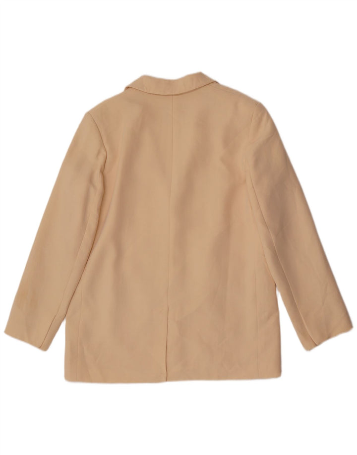 Zara Womens 2 Button Oversized Blazer Jacket UK 10 Small Beige Polyester