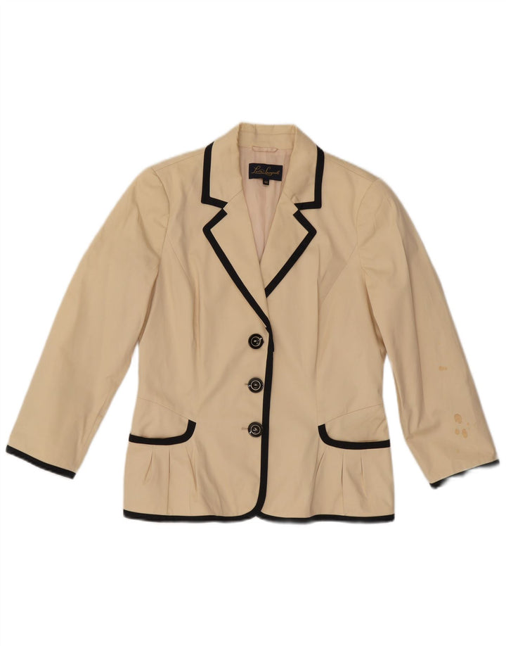 LUISA SPAGNOLI Womens 3 Button Blazer Jacket IT 44 Medium Beige Cotton