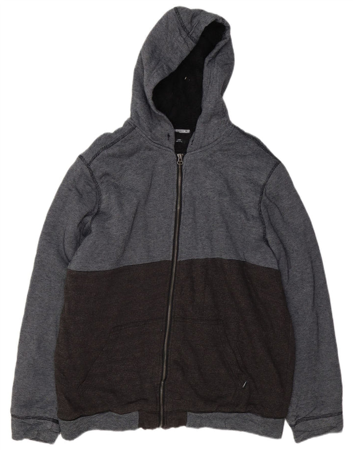 O'Neill Mens Zip Hoodie Sweater Large Black Striped Polyester