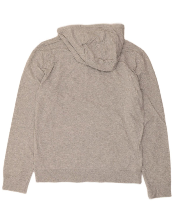 Emporio Armani Damen Grafik-Hoodie-Pullover UK 16 Große graue Baumwolle