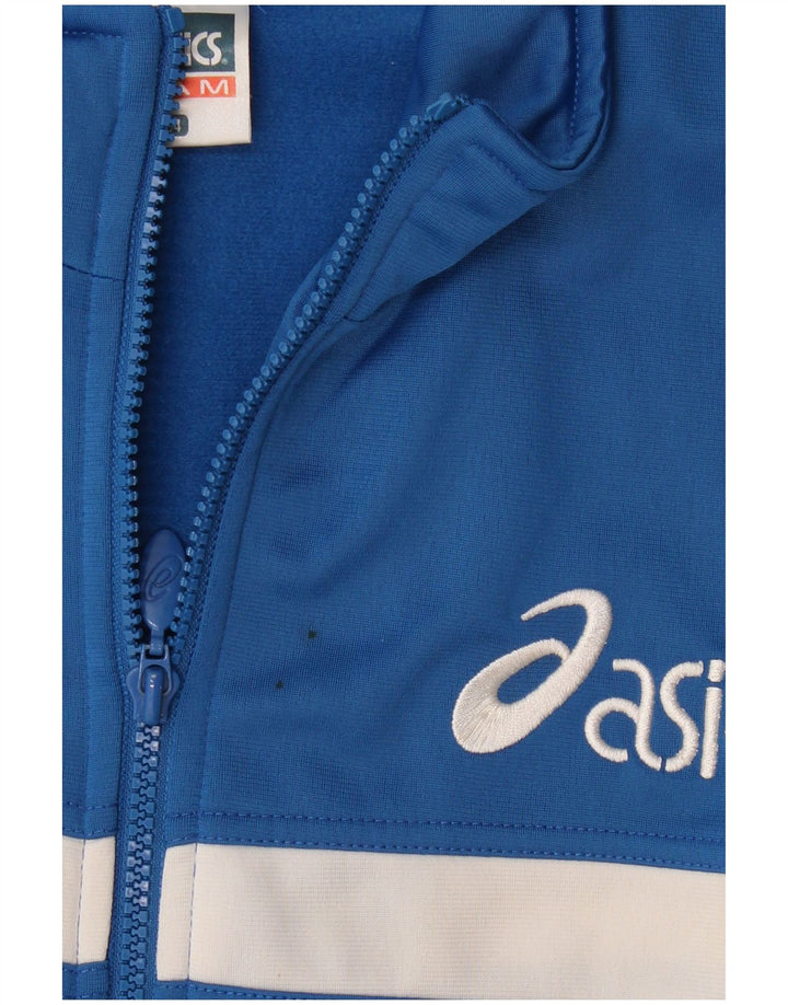 ASICS Boys Graphic Tracksuit Top Jacket 13-14 Years Blue Colourblock