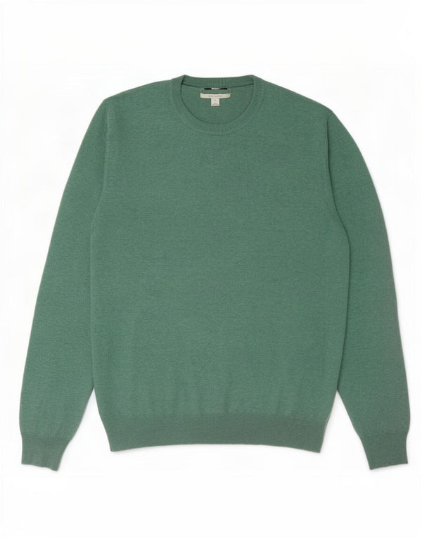 Marks & Spencer Męski sweter z okrągłym dekoltem XL, zielony, bawełniany