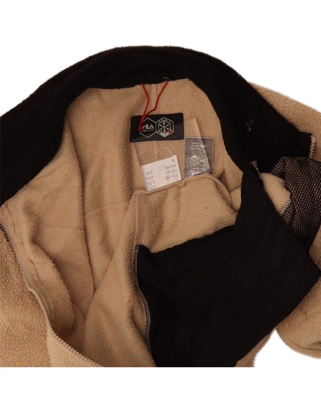 FILA Mens Fleece Jacket UK 42 XL Beige Colourblock Polyester Vintage Fila and Second-Hand Fila from Messina Hembry 