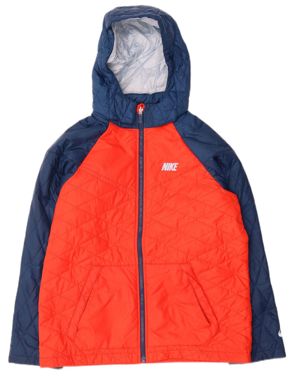 Nike Chaqueta acolchada con capucha para niños 13-14 años XL Naranja Colorblock Poliéster