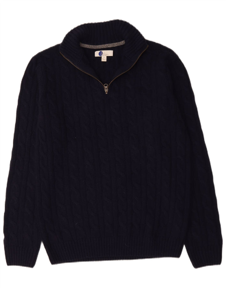 Boden Herre Zip Neck Jumper Sweater Medium Navy Blue Uld