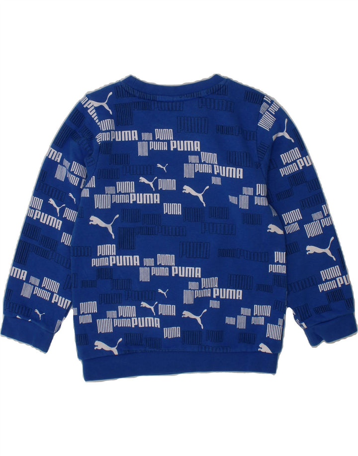 PUMA Boys Graphic Sweatshirt Jumper 2-3 Years Blue Cotton Vintage Puma and Second-Hand Puma from Messina Hembry 