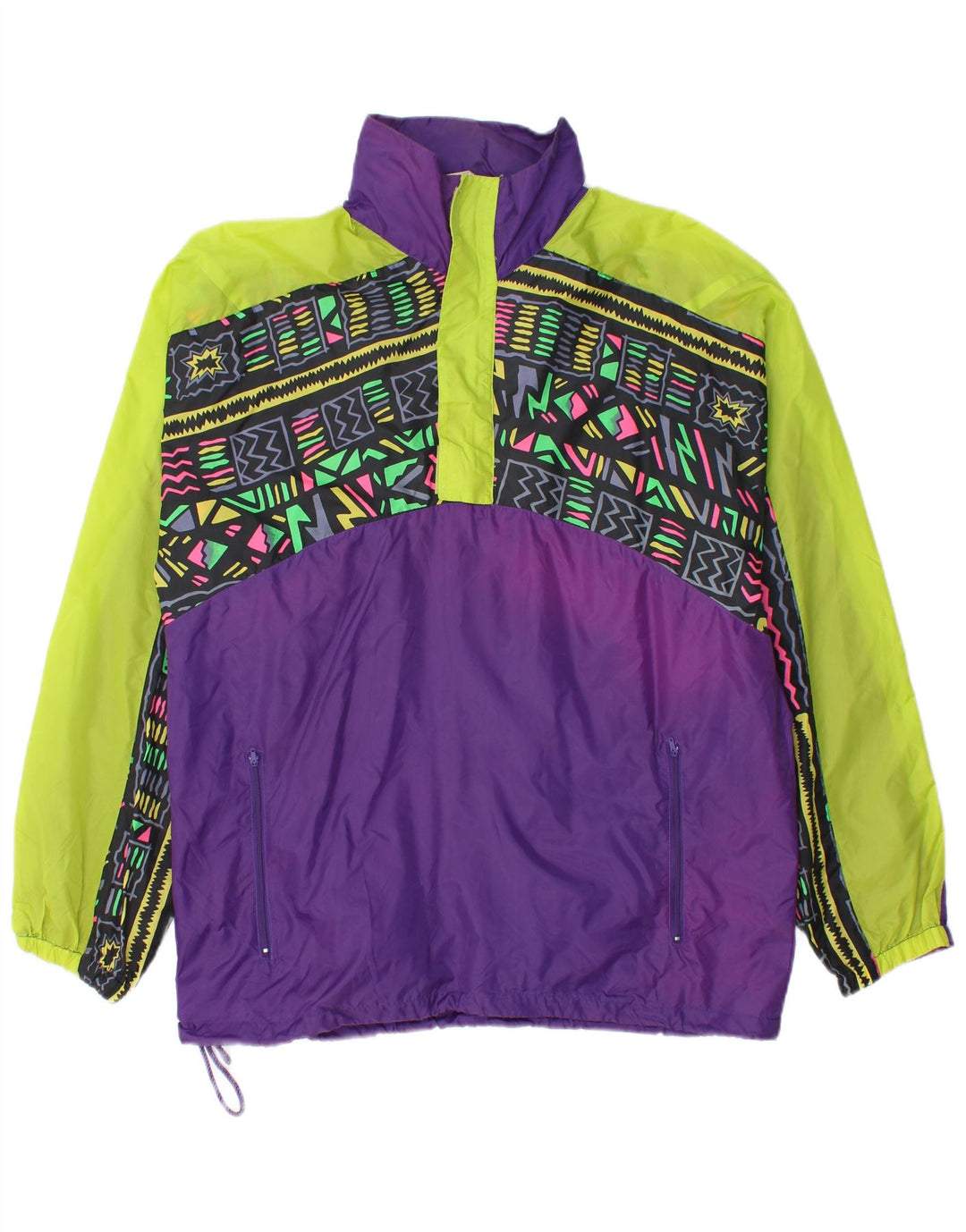 Vintage Mens Rain Jacket UK 38 Medium Purple Geometric Polyamide