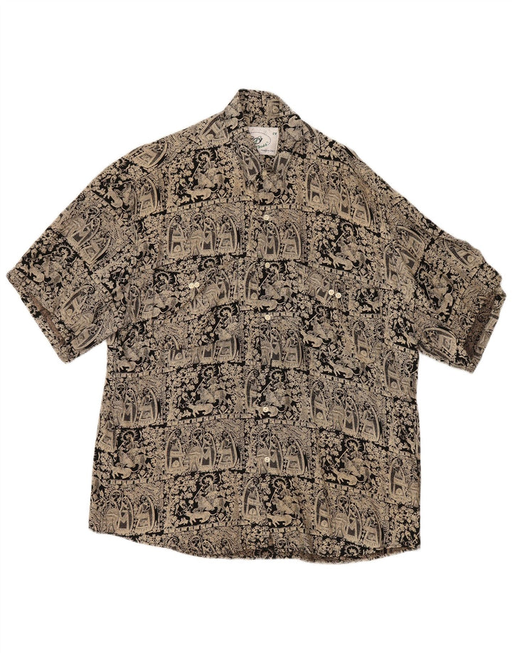 Daniel Dodd Mens Abstract Pattern Short Sleeve Shirt Large Navy Blue
