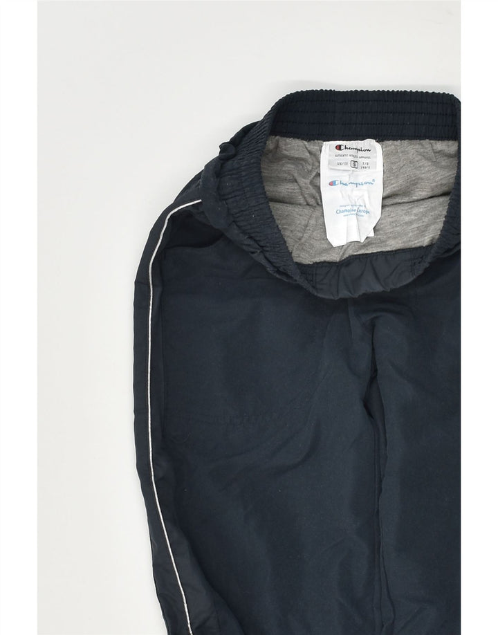 CHAMPION Boys Tracksuit Trousers Joggers 7-8 Years Navy Blue Polyester | Vintage Champion | Thrift | Second-Hand Champion | Used Clothing | Messina Hembry 