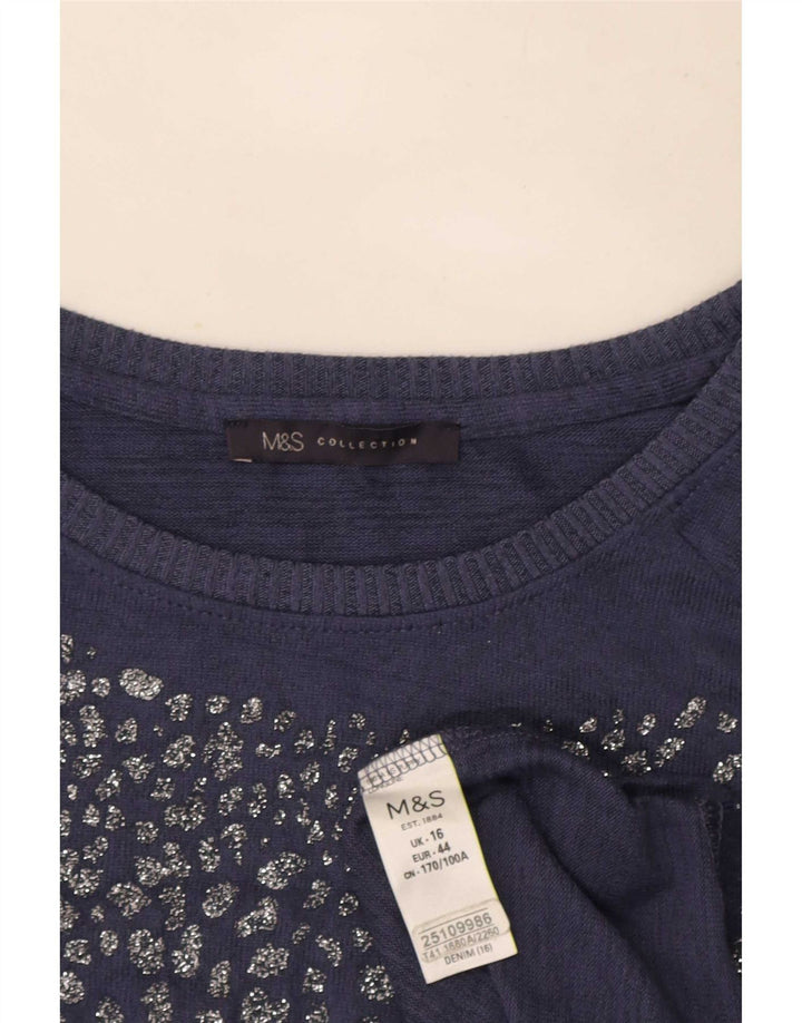 Top cu tunică cu mânecă lungă pentru femei Marks & Spencer UK 16 Poliester albastru mare