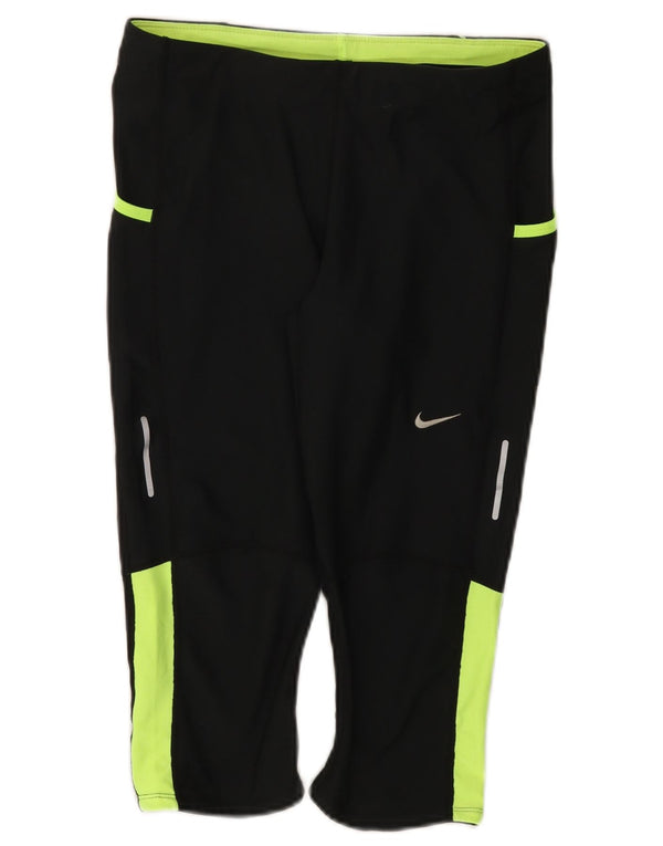 Nike Dame Dri Fit Capri Leggings UK 12 Medium Sort Colourblock Polyester