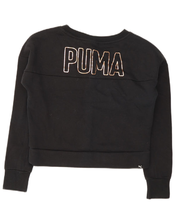 Puma Womens Crop Sweatshirt Jumper UK 12 Medium Sort Bomuld