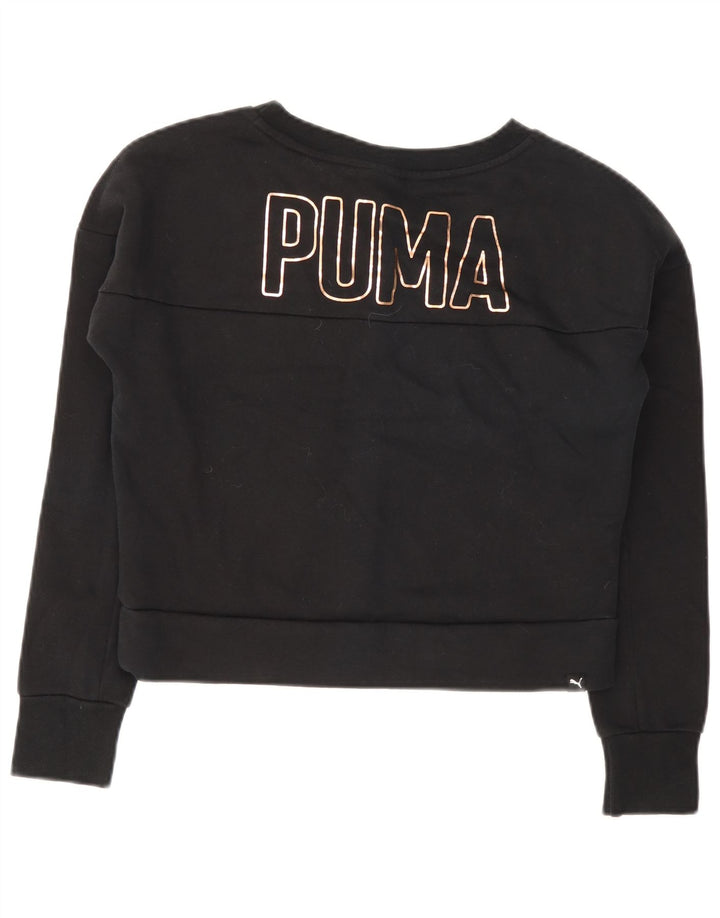 Puma Womens Crop Sweatshirt Jumper UK 12 Medium Black Cotton