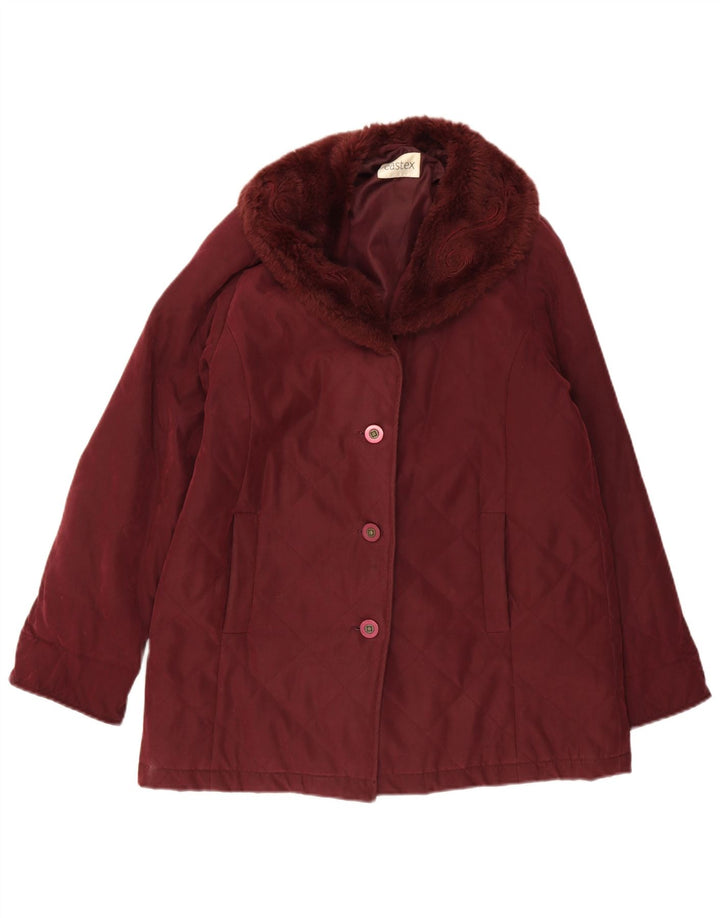 EASTEX Womens Quilted Jacket UK 12 Medium  Burgundy Polyester