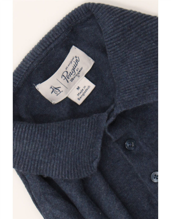 PENGUIN Mens Polo Neck Jumper Sweater Medium Navy Blue Vintage Penguin and Second-Hand Penguin from Messina Hembry 