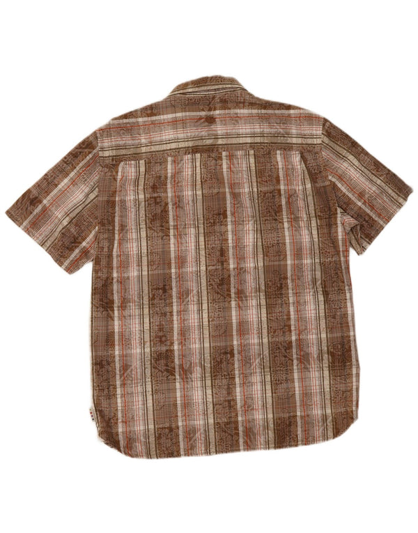 Fat Face Mens Short Sleeve Shirt Medium Brown Check Cotton