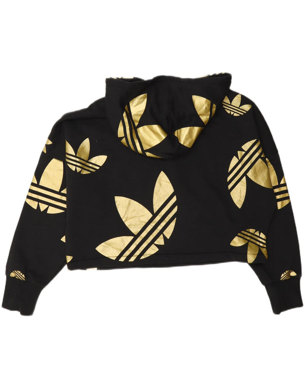Adidas Dame Oversized Crop Graphic Hoodie Jumper UK 10 Small Black