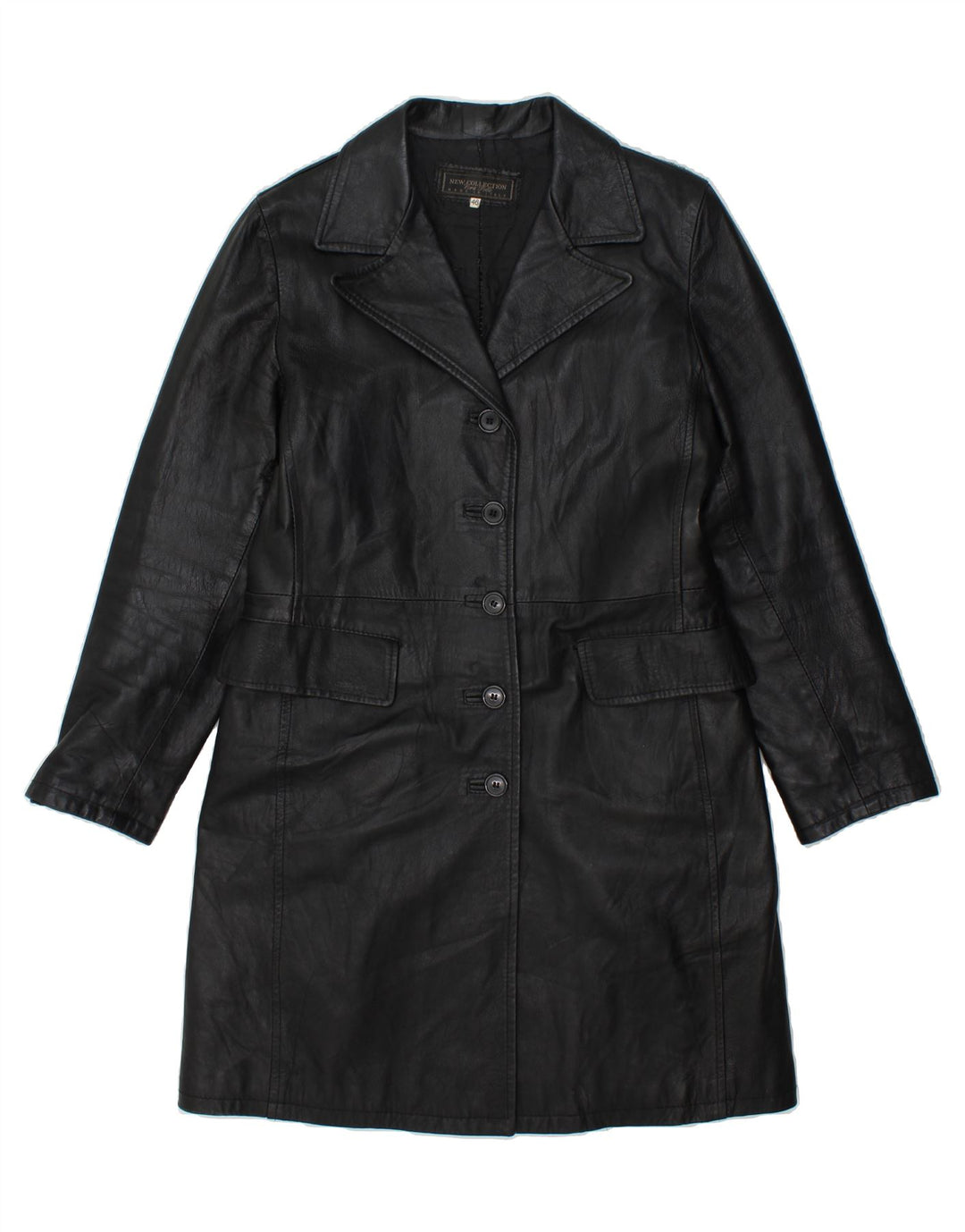 NEW COLLECTION Womens Leather Coat IT 46 Large Black Leather Vintage New Collection and Second-Hand New Collection from Messina Hembry 
