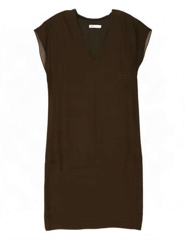 Zara Robe droite surdimensionnée pour femme UK 14 Kaki moyen