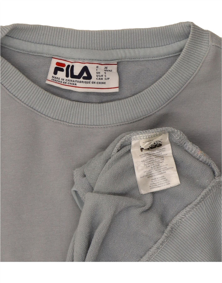 FILA Womens Oversized Sweatshirt Jumper UK 10 Small Grey Cotton Vintage Fila and Second-Hand Fila from Messina Hembry 
