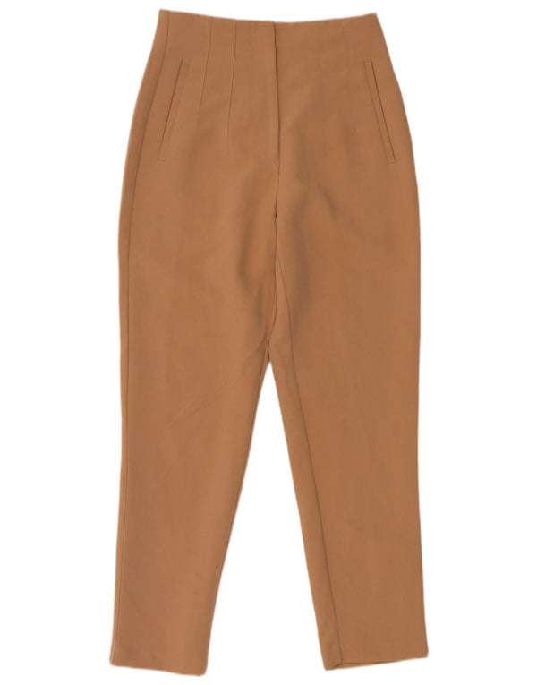 Zara Womens Tapered Chino Trousers Small W26 L26 Brown Polyester